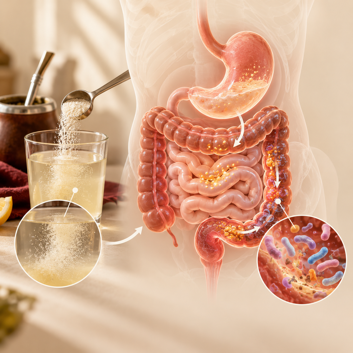 Recorrido de la fibra soluble hasta el colon